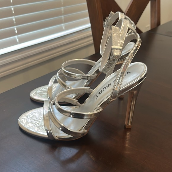 VERA MODA Becca Ankle Strap Pin Heel Open Toe Stilettos Sandals Silver - Picture 7 of 16